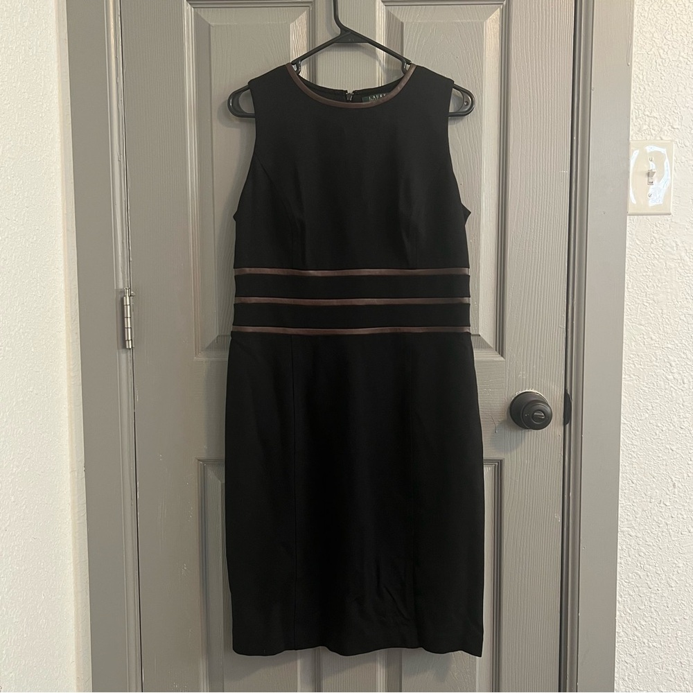 Lauren Ralph Lauren Black Dress with Leather Striped Accents - Picture 8 of 10